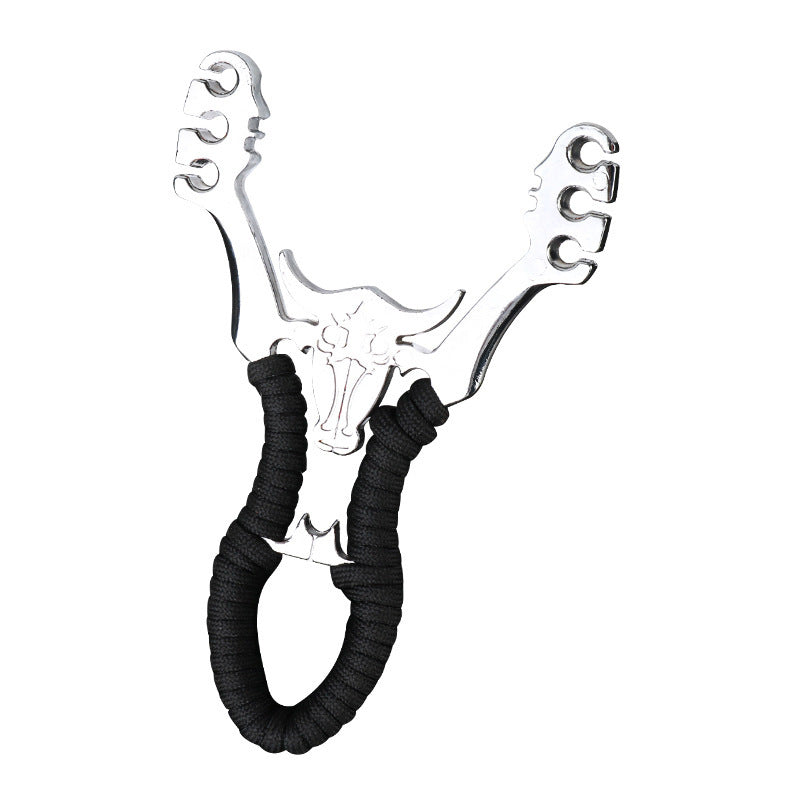 Fionda in lega di zinco con specchio a forma di palla di cuoio con tre carte e testa di mucca