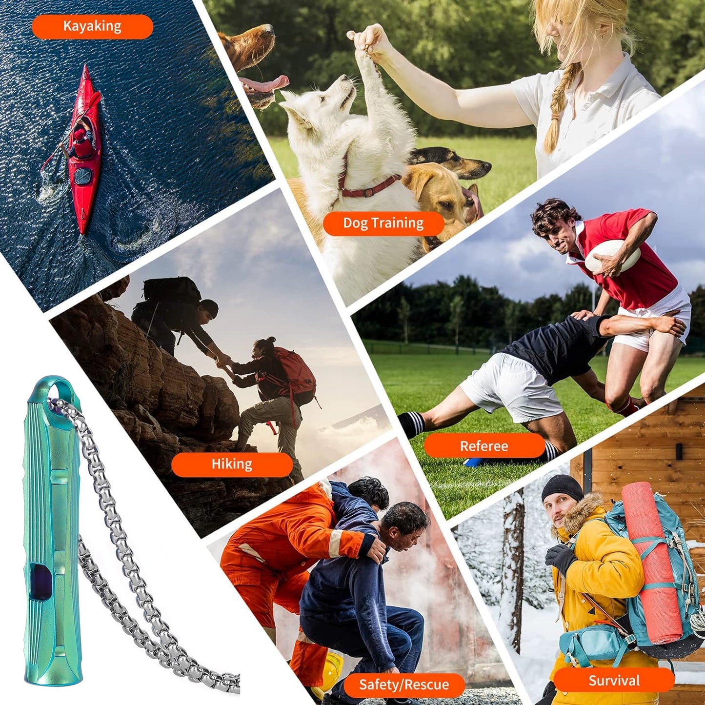 Green Bamboo Titanium Alloy Single Tube Whistle Camping Survival Whistle