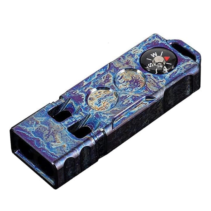 Titanium Compass Double Barrel Popping Whistle Outdoor Rescue EDC