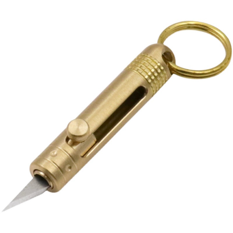 Brass Stretch Nano Blade Knife Keychain Pendant