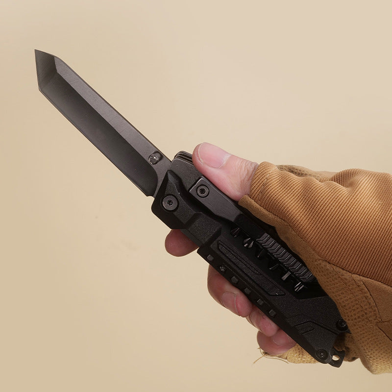 Outdoor Folding Knife Fire Starter Saw Whistle Multiuse Kit EDC