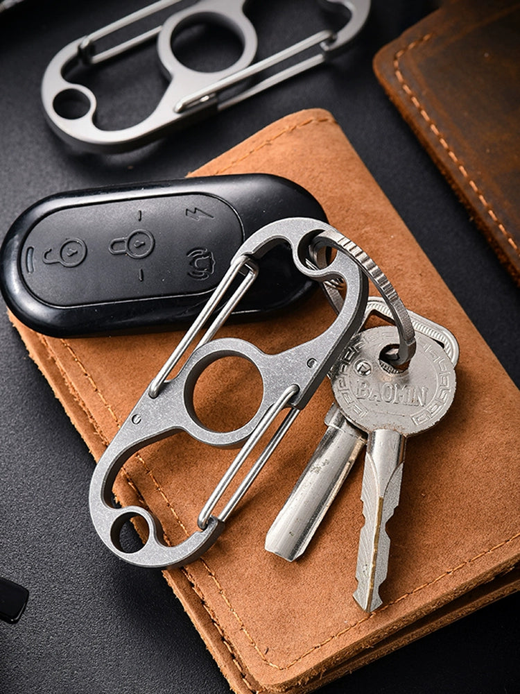 Titanium Multifunctional Double Buckle Hiking Carabiner Keychain EDC