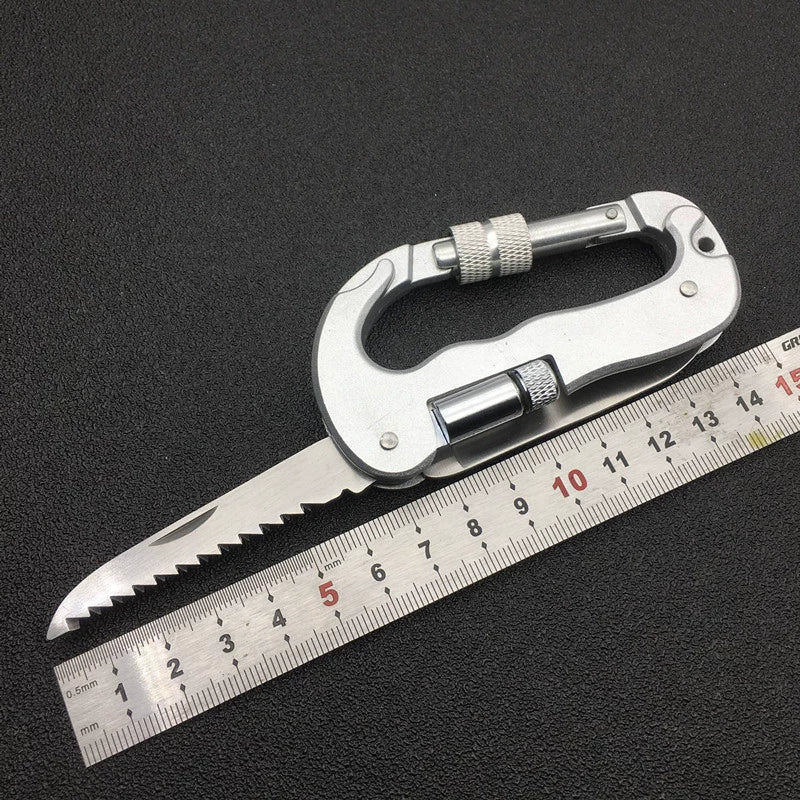 Multi-Function Knife D-Type Outdoor Safety Lock with LED Light