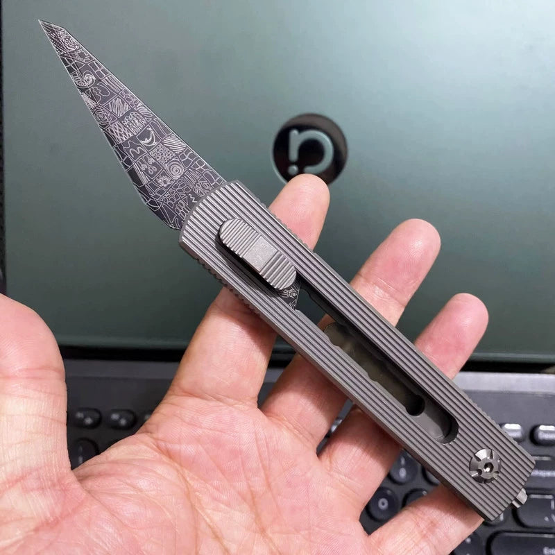 Titanium Telescopic Art Knife Tungsten Steel Broken Window EDC