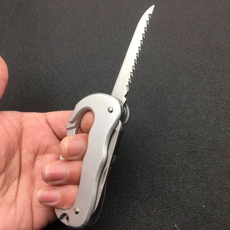 Multi-Function Knife D-Type Outdoor Safety Lock with LED Light