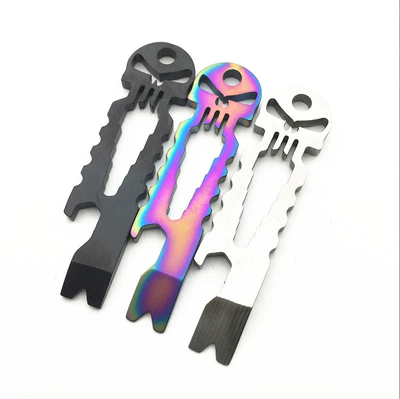 Skull Crowbar Hex Wrench Bottle Opener Multi-Tool Stainless Steel EDC