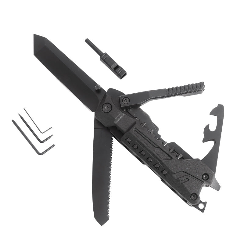 Outdoor Folding Knife Fire Starter Saw Whistle Multiuse Kit EDC
