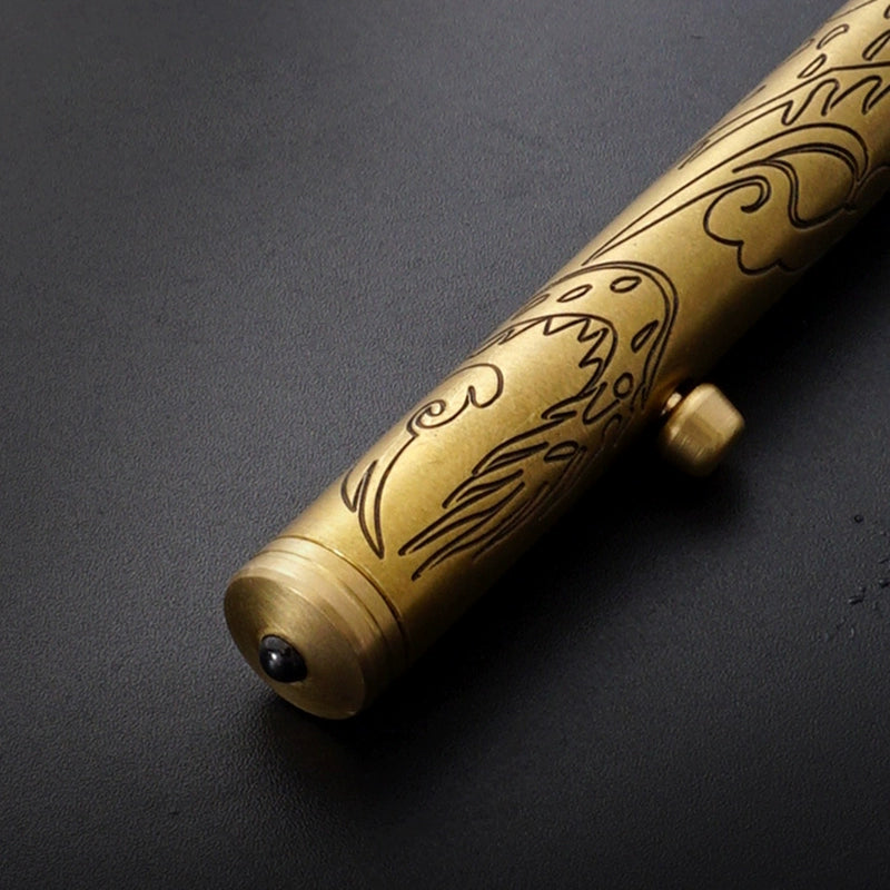 Brass Carved Dragon Pattern Signature Pen