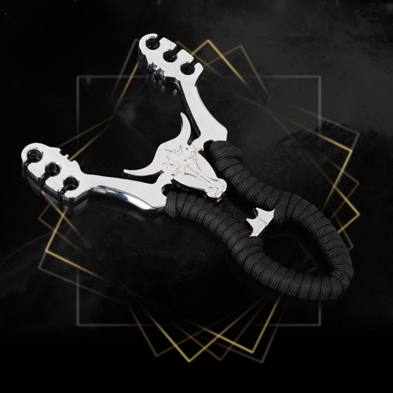 Fionda in lega di zinco con specchio a forma di palla di cuoio con tre carte e testa di mucca