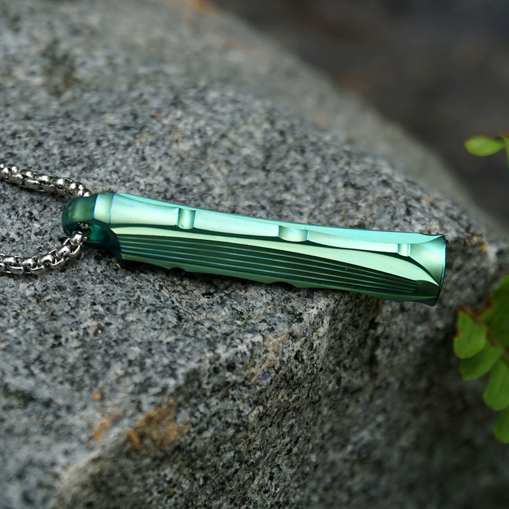 Green Bamboo Titanium Alloy Single Tube Whistle Camping Survival Whistle