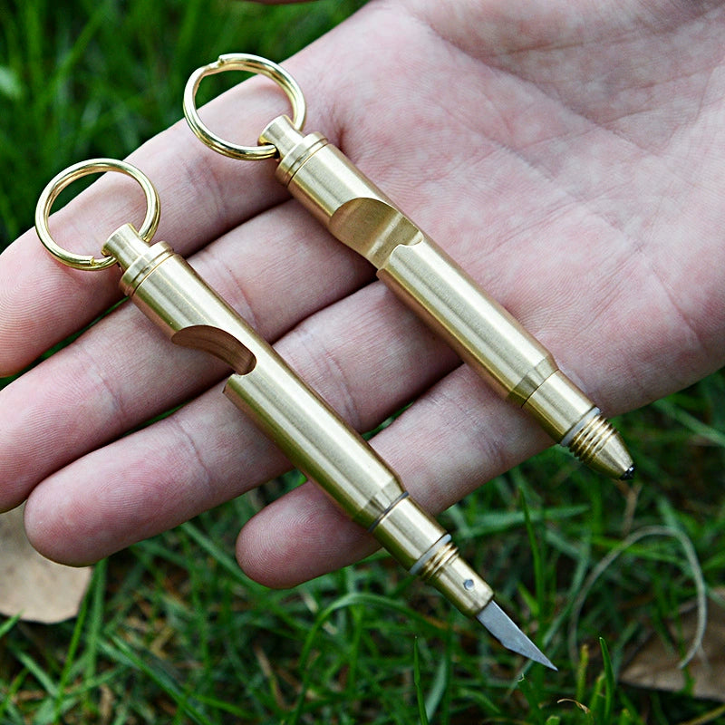 Brass Mini Hidden Sharp Edge Blade Knife Broken Window Bottle Opener