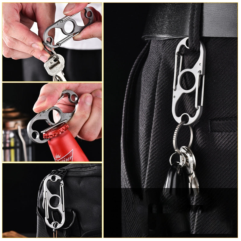 Titanium Multifunctional Double Buckle Hiking Carabiner Keychain EDC