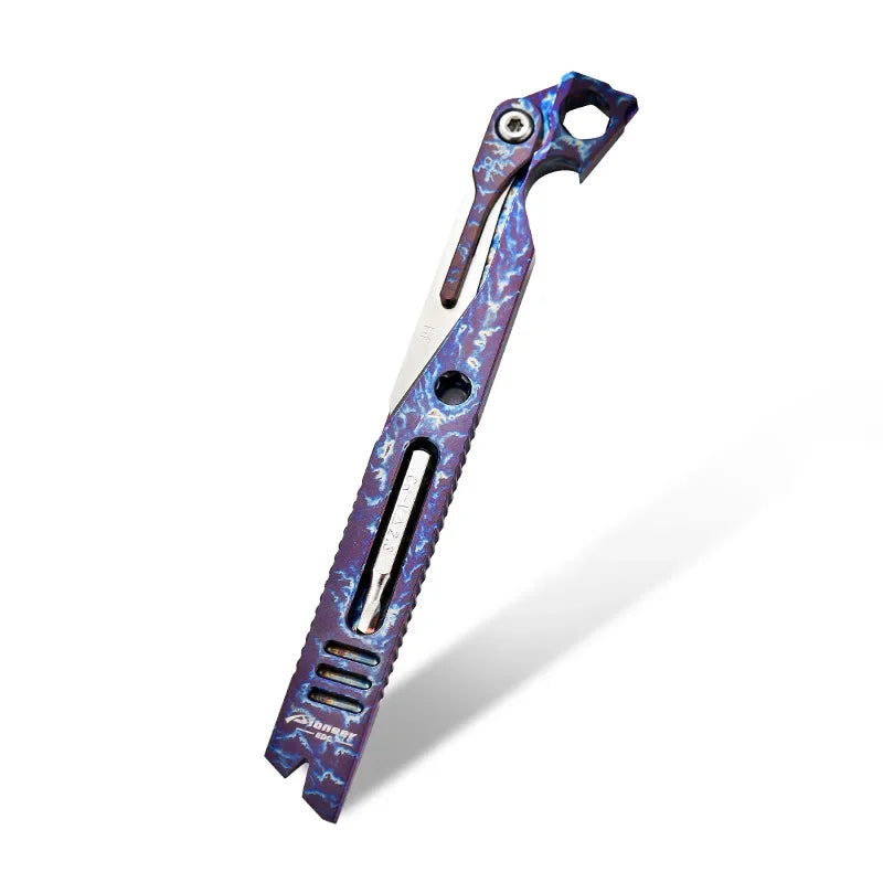 Titanium Alloy Crowbar Bottle Opener Rope Knife Pry Bar