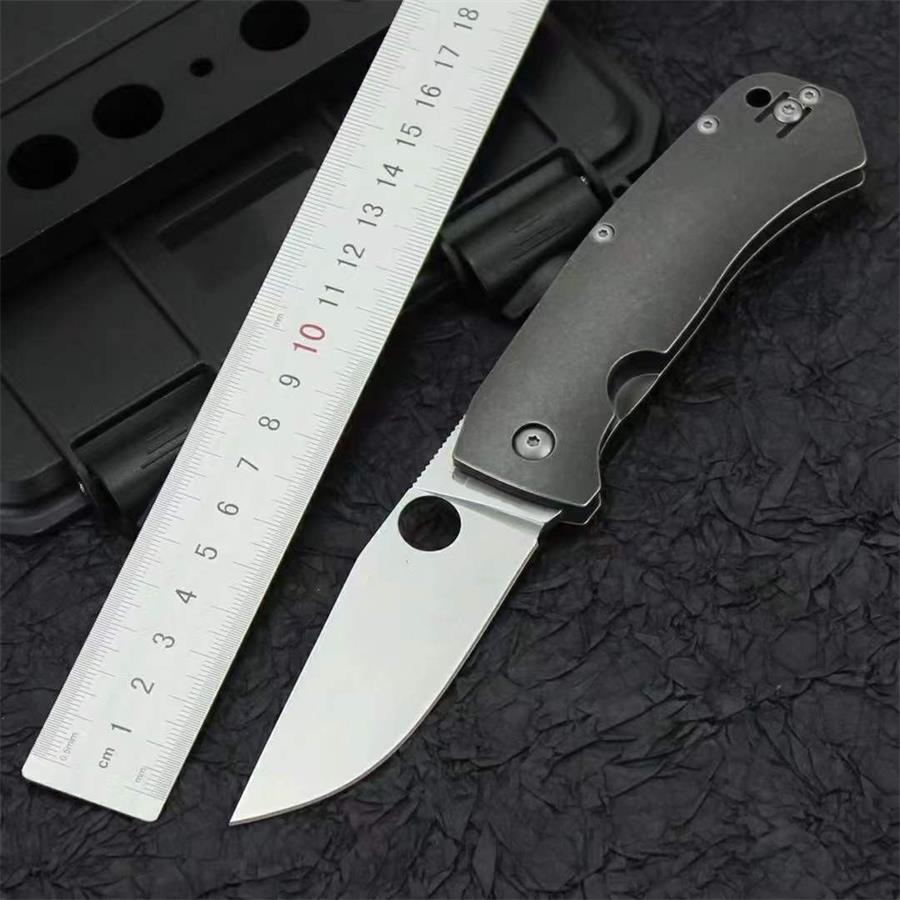D2 with Holes Blade Titanium Alloy Handle Folding Knife