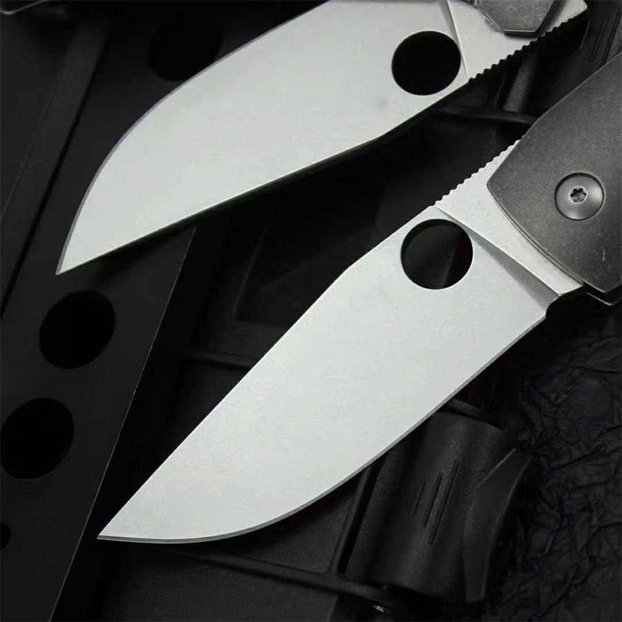 D2 with Holes Blade Titanium Alloy Handle Folding Knife