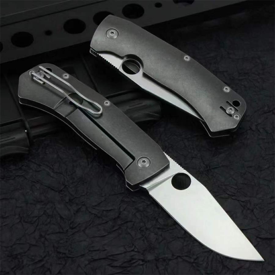 D2 with Holes Blade Titanium Alloy Handle Folding Knife