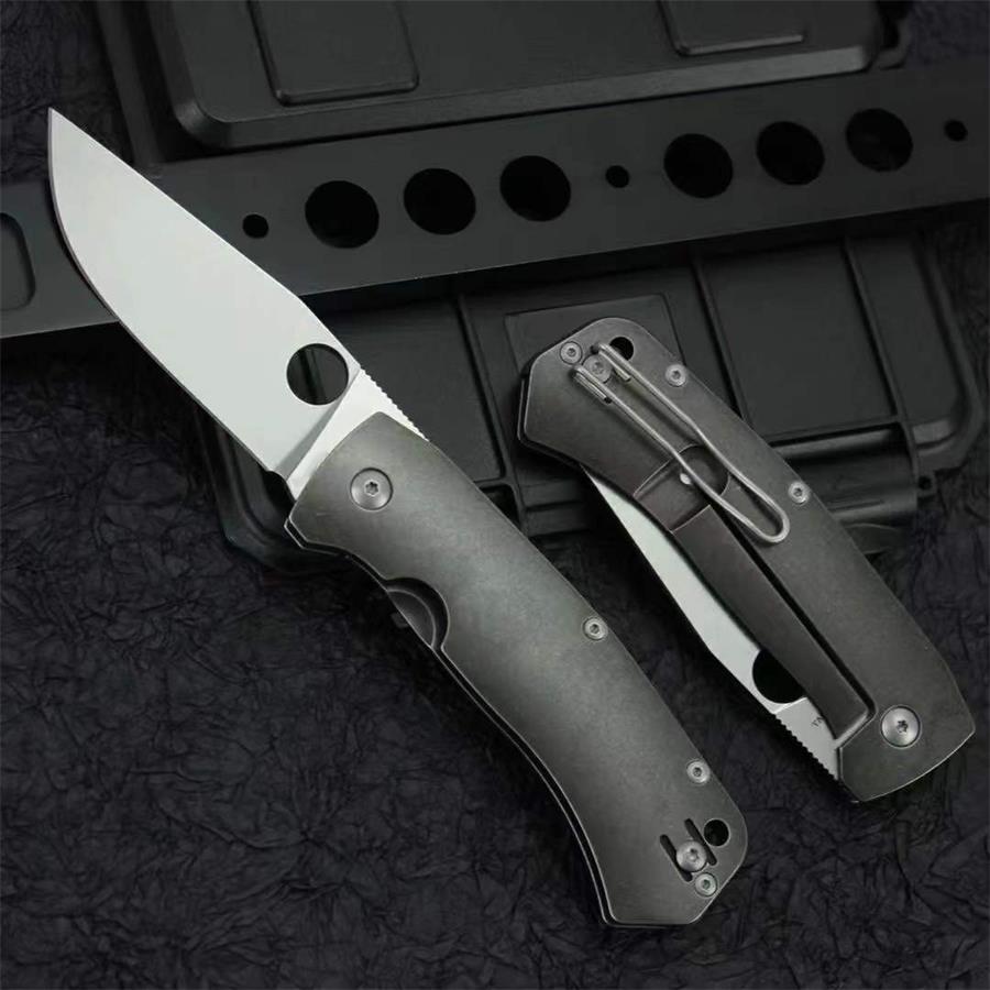 D2 with Holes Blade Titanium Alloy Handle Folding Knife