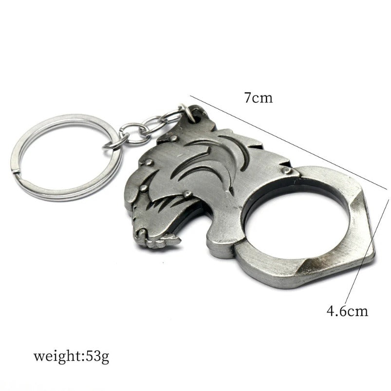 Multiple Colors Tiger Head One Finger Knuckle Key Ring Pendant