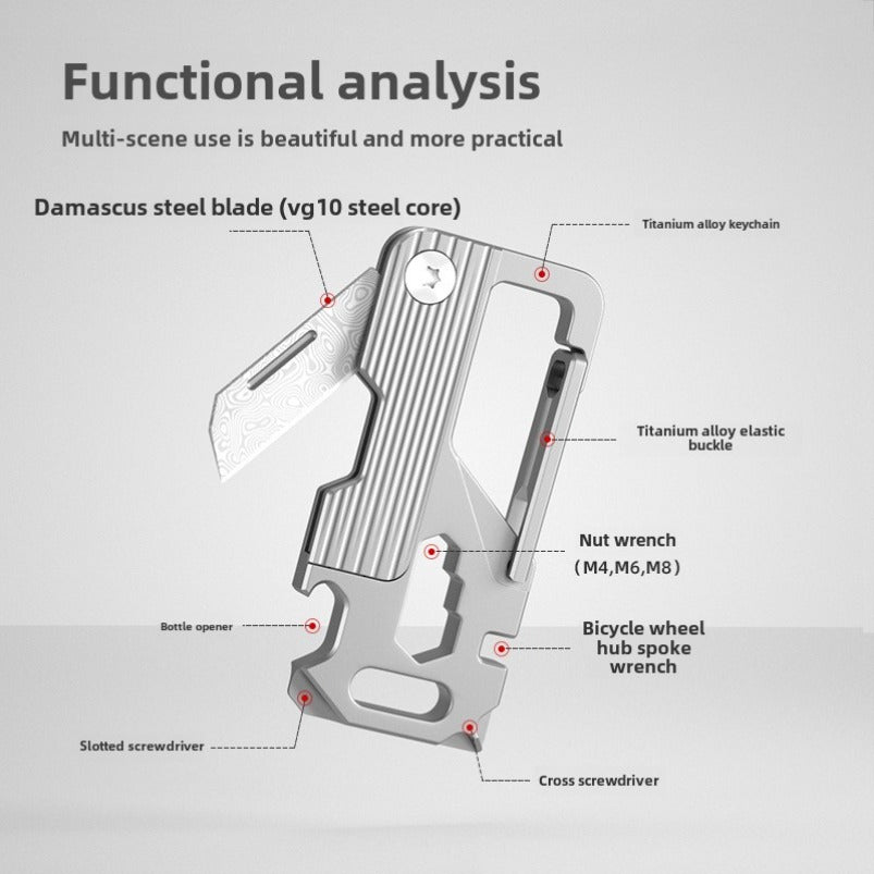Titanium Multi Tool Knife Screwdriver Hex Wrench Keyring EDC