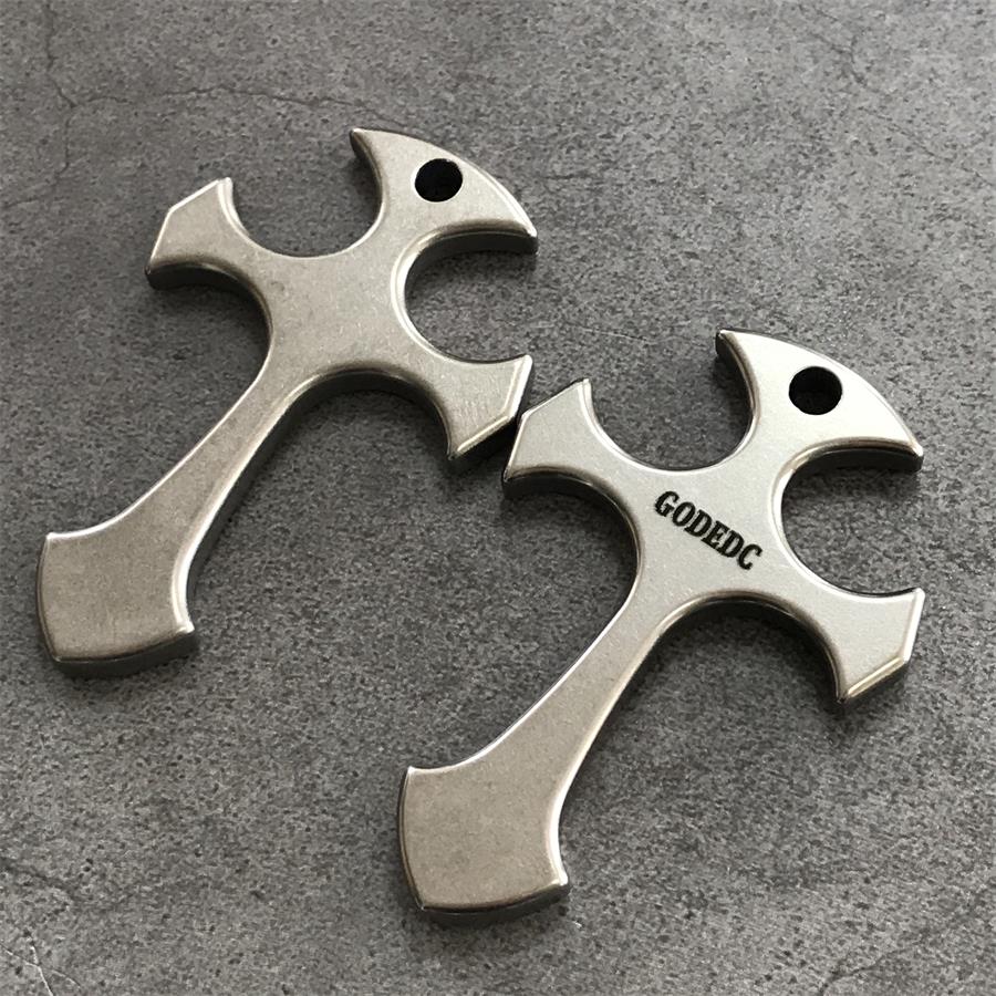 GODEDC Titanium Cross Knuckle Necklace Decoration Pendant EDC