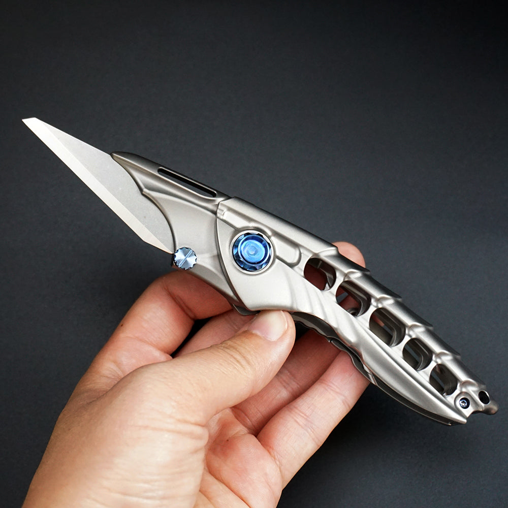 Titanium Alloy Keel Shaped Folding Knife Replaceable Blade EDC