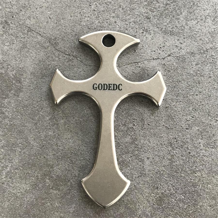 GODEDC Titanium Cross Knuckle Necklace Decoration Pendant EDC