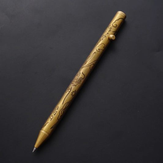 Brass Carved Dragon Pattern Signature Pen