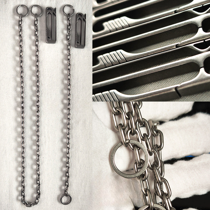 Titanium Wallet Chain Belt Loop Motorcycle Keychain EDC