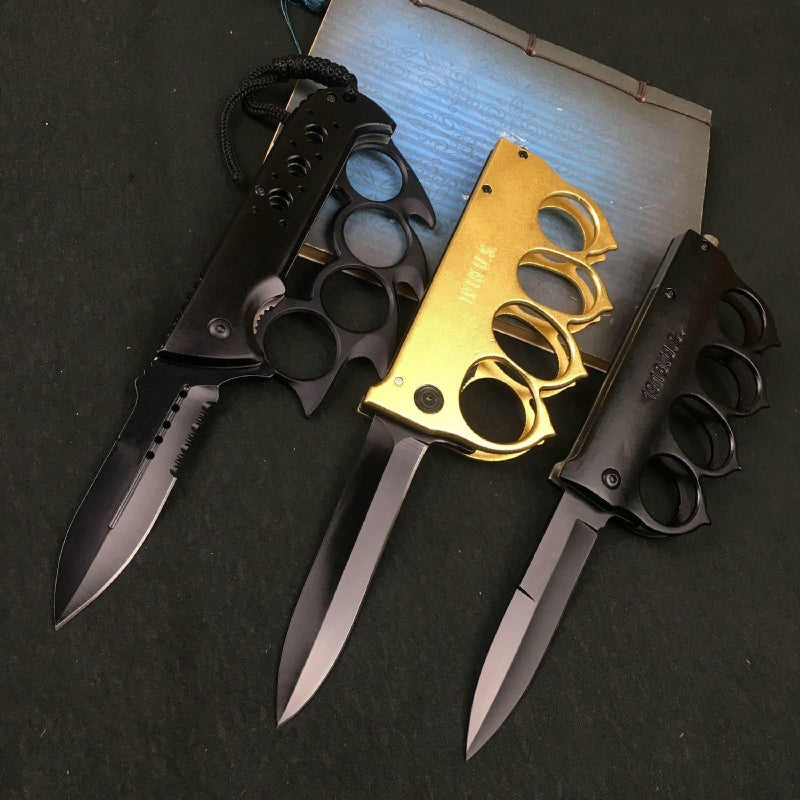 Folding Knife Knuckle Duster Outdoor Hunting Protective Gear