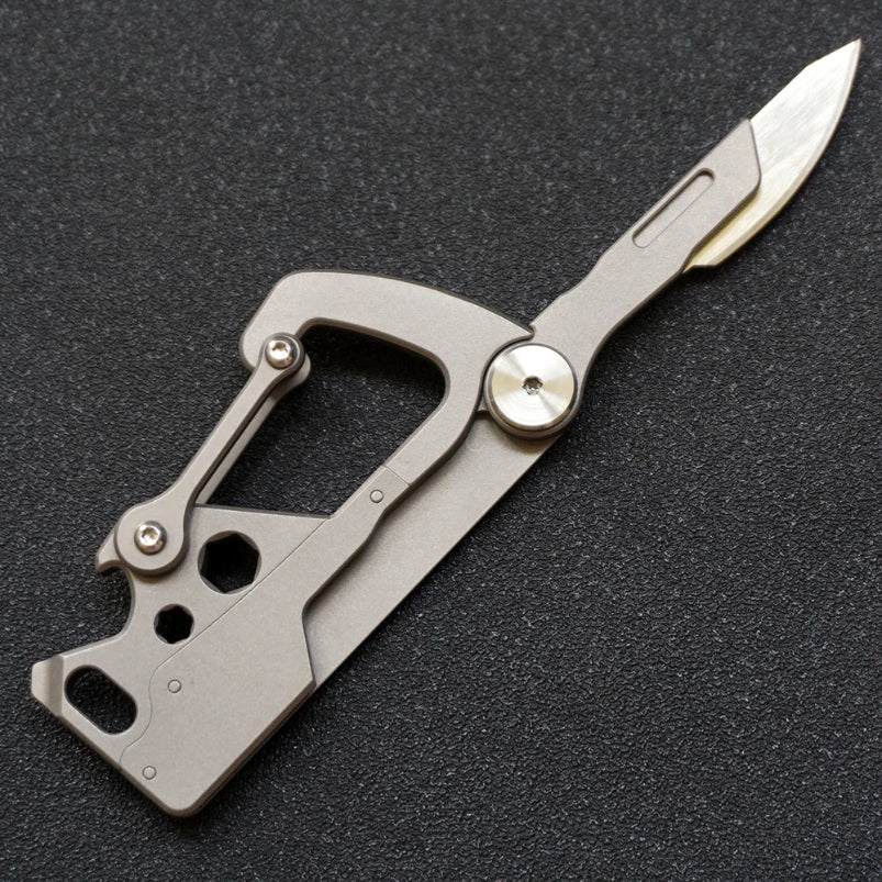 Titanium Multi-Tool Keychain Knife Bottle Wrench Opener