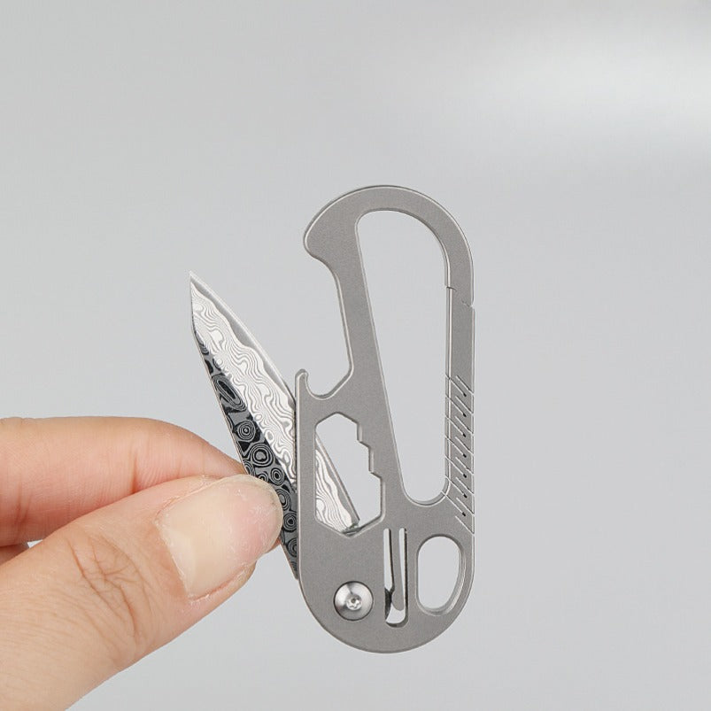 Titanium Mini A Folding Knife Key Ring Type Bottle Opener Wrench EDC