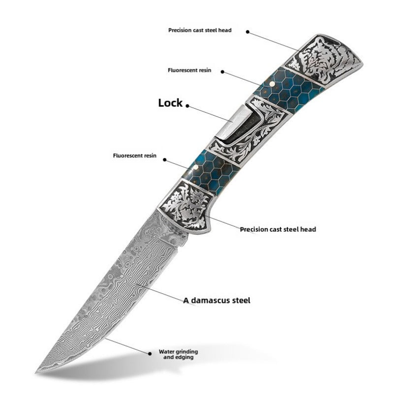 High Quality Damascus Steel Folding Knife Outdoor Safety-defend EDC