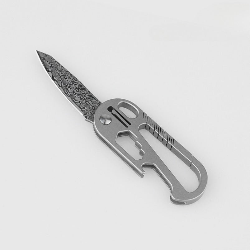 Titanium Mini A Folding Knife Key Ring Type Bottle Opener Wrench EDC