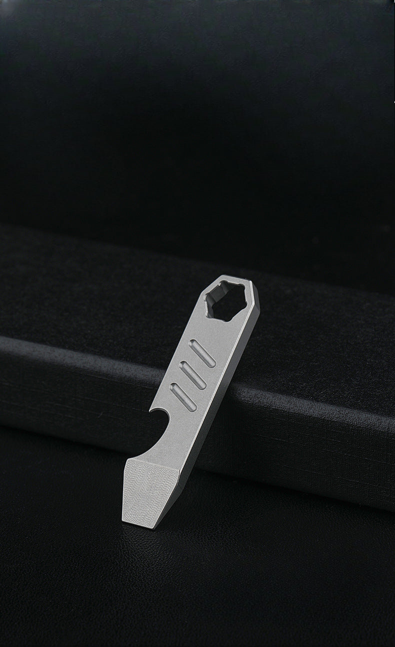 Titanium Pry Bar Beer Opener Mini Key Tag Multi Tool EDC