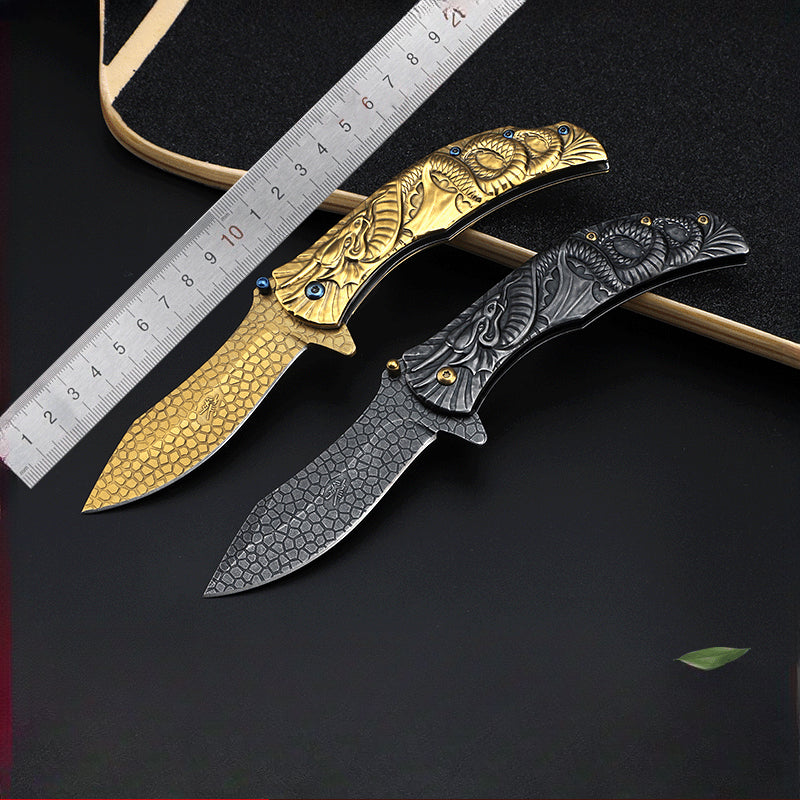 Dark Dragon Stainless Steel Folding Knife Portable Defense EDC