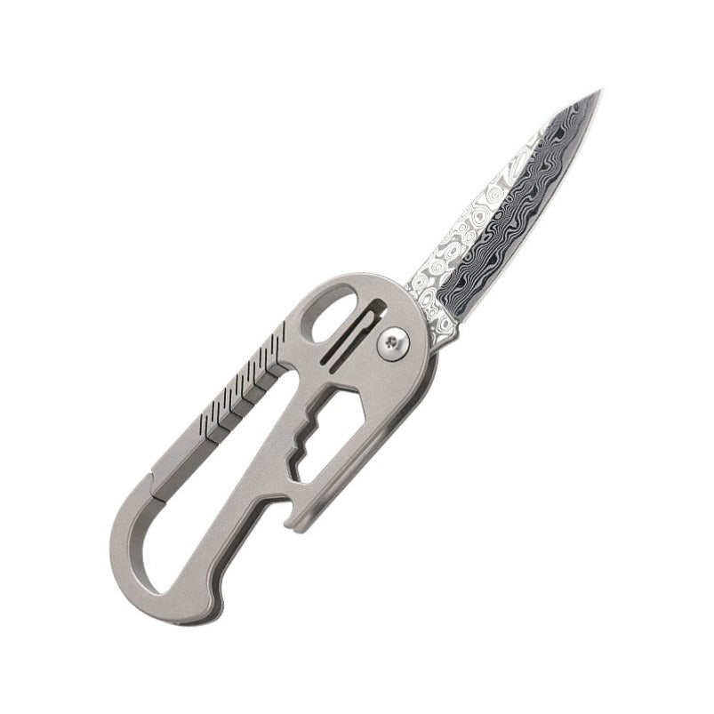 Titanium Mini A Folding Knife Key Ring Type Bottle Opener Wrench EDC