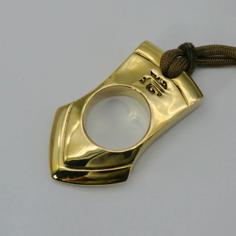 Glossy Brass One Finger Knuckles Keychain EDC Pendant