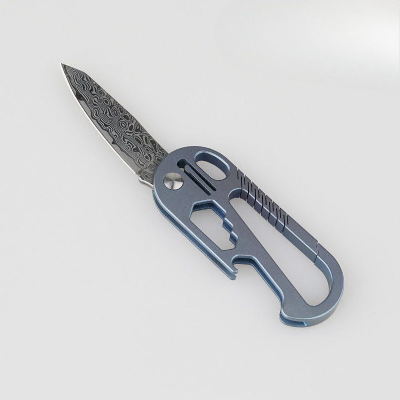 Titanium Mini A Folding Knife Key Ring Type Bottle Opener Wrench EDC