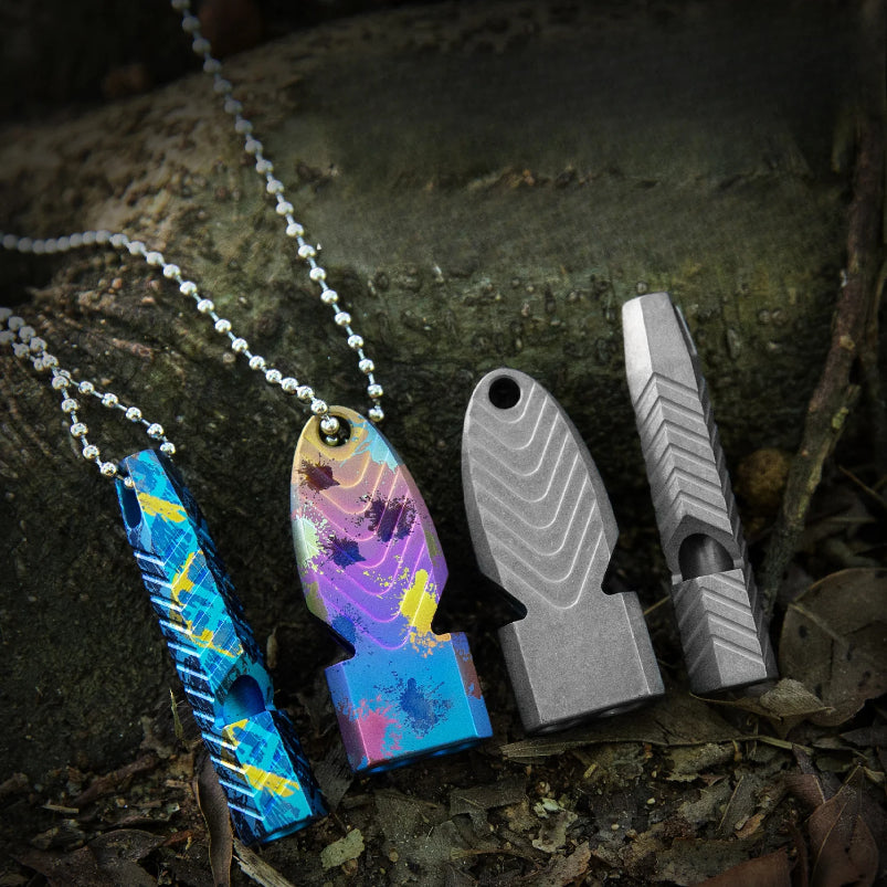 Fish Shaped Titanium Whistle Outdoor Survival Whistle Necklace Pendant