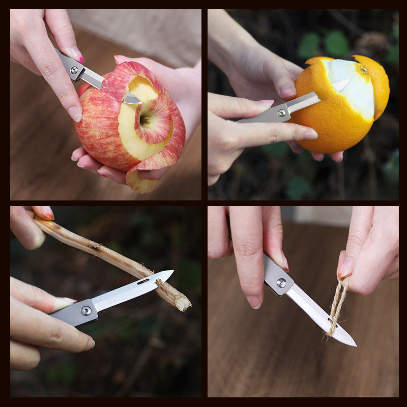 Titanium Folding Mini Fruit Knife Keychain Pendant