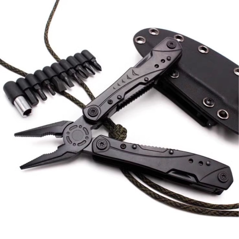 Portable Stainless Steel Multi-Bit Foldable Pliers Knife Crewdriver