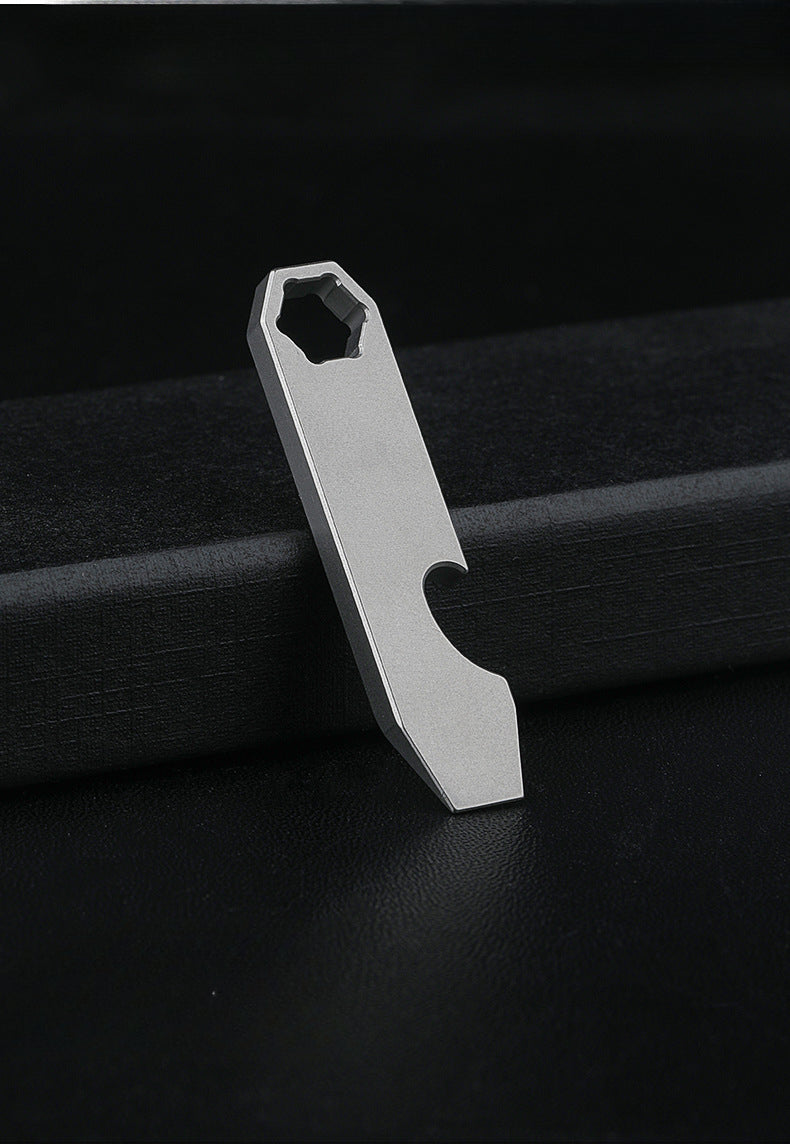 Titanium Pry Bar Beer Opener Mini Key Tag Multi Tool EDC