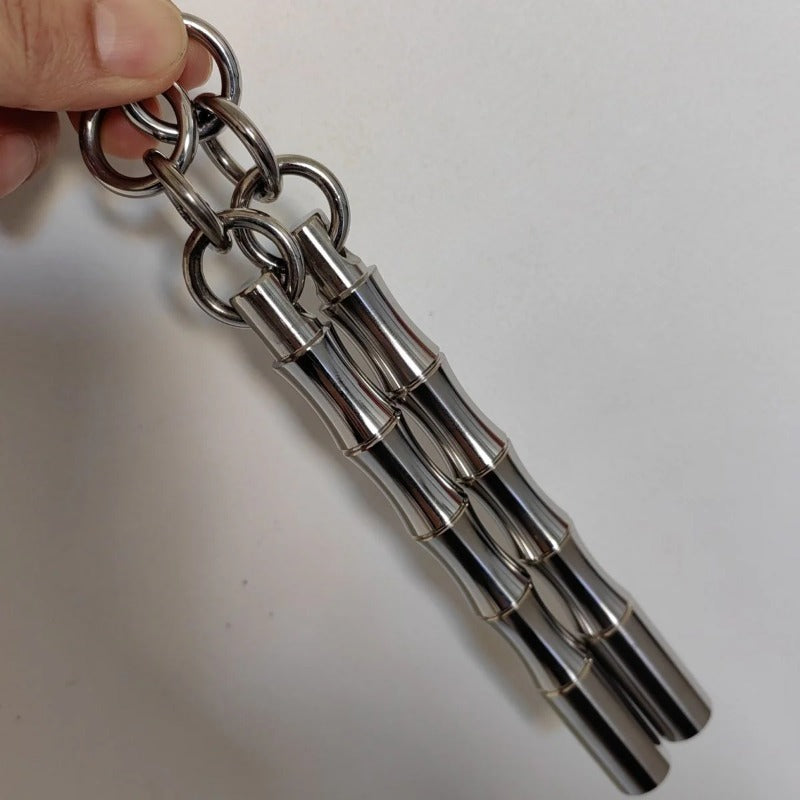 Pratica di difesa portatile con doppio bastone in acciaio solido mini