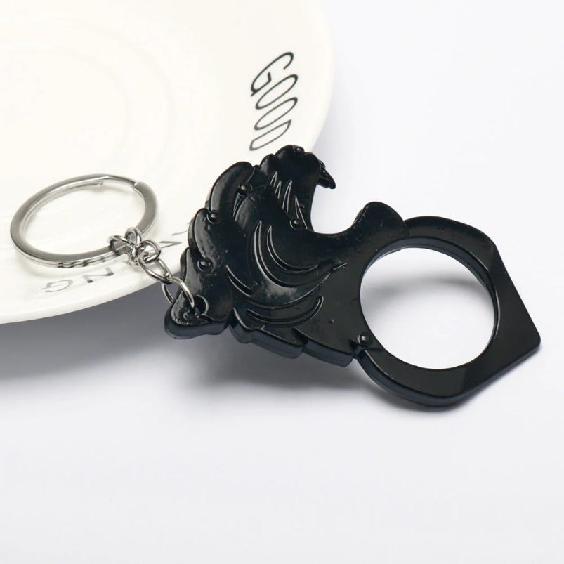 Multiple Colors Tiger Head One Finger Knuckle Key Ring Pendant