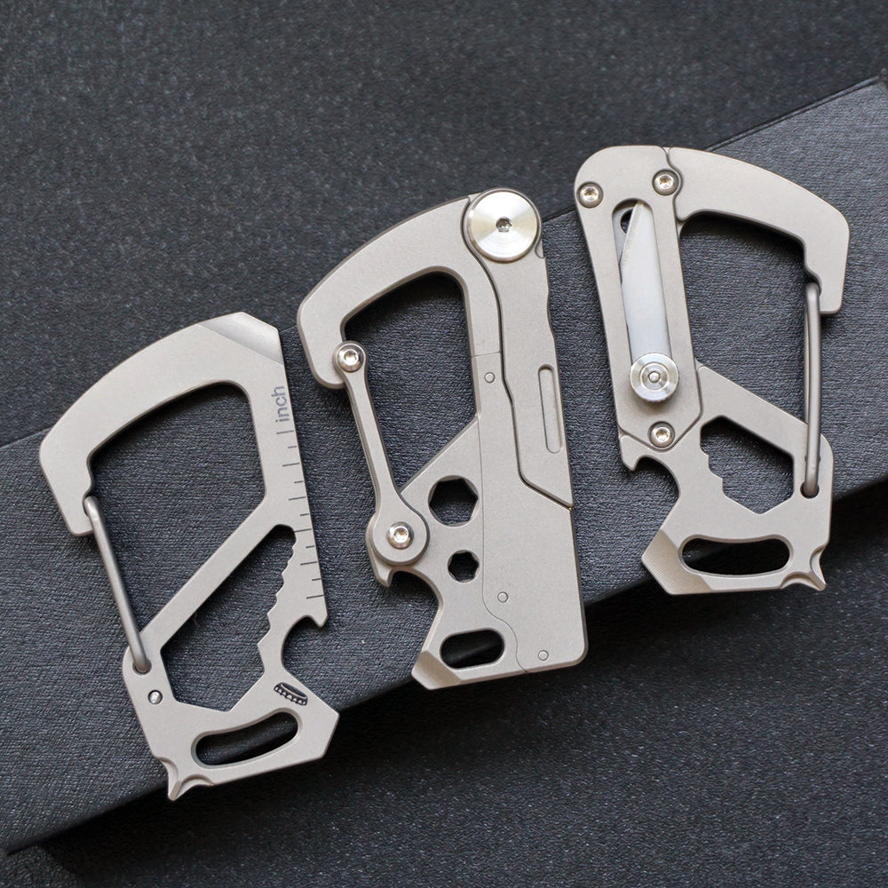 Titanium Multi-Tool Keychain Knife Bottle Wrench Opener