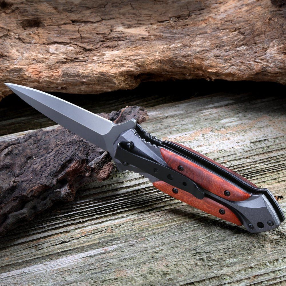 BM Wooden Handle Folding Knife Hunting Knives