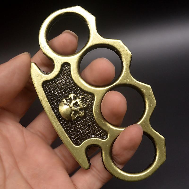 Skull-brass Knuckle Duster Equipamento de proteção Treinamento EDC portátil