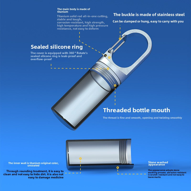 Portable Carry-on Mini Pill Bottle First Aid Sealed Canister Keychain