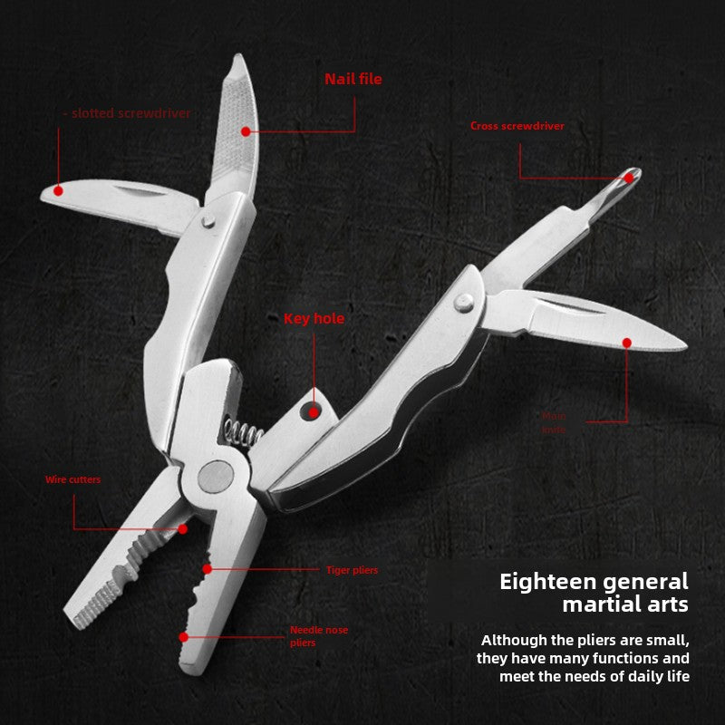 Oval Deformation Folding Mini Multi-Function Pliers Knife Screwdriver