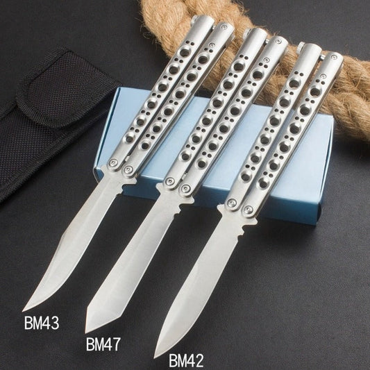 BM series butterfly balisong knives BM42 BM43 BM47 displayed together